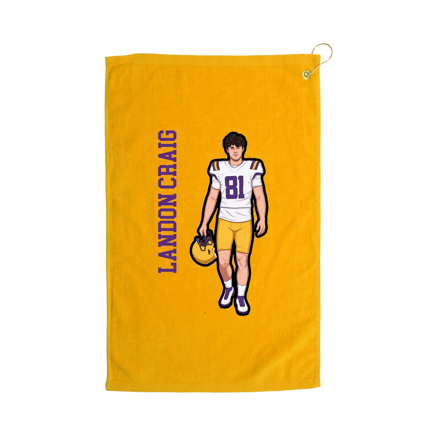 Golf Towel — Name Vertical in Gold