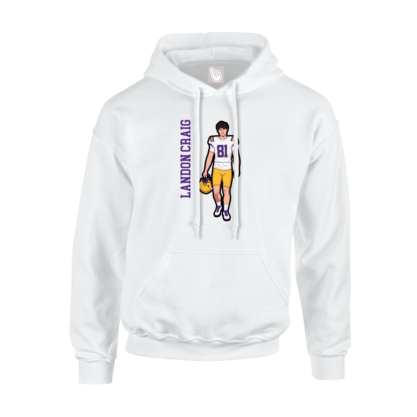 Hoodie — Name Vertical in White