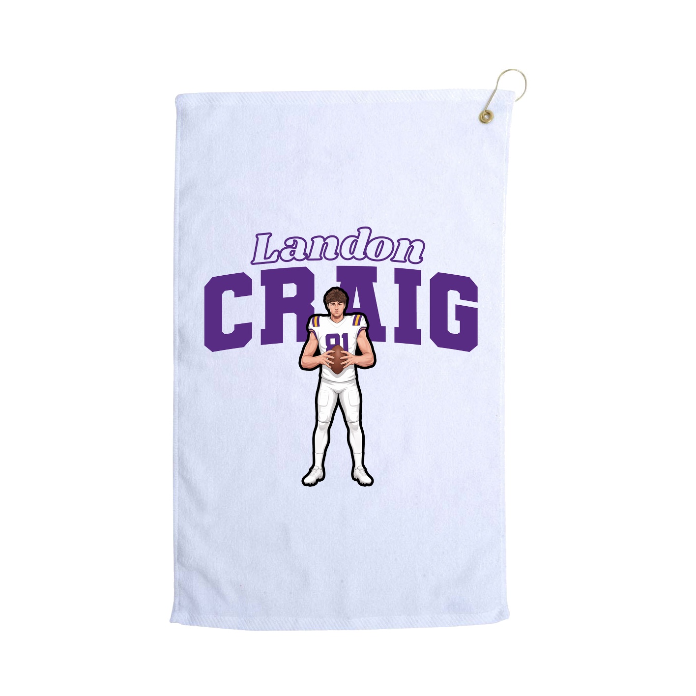 Golf Towel — Name Arch in White