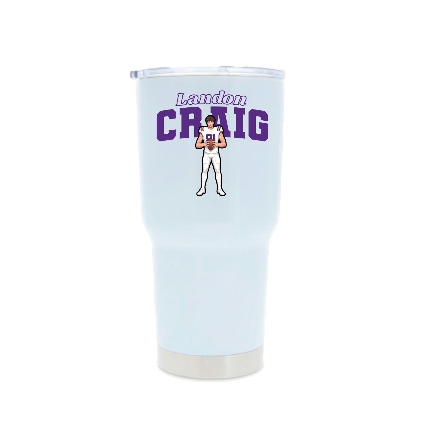 30oz Stainless Steel Tumbler — Name Arch in White