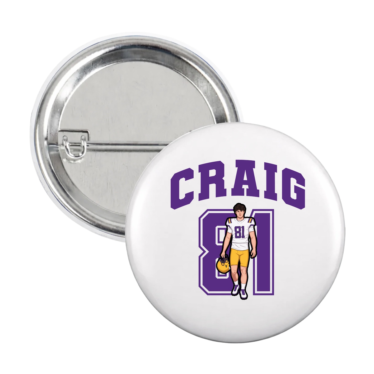 Game Day Button — Number in White