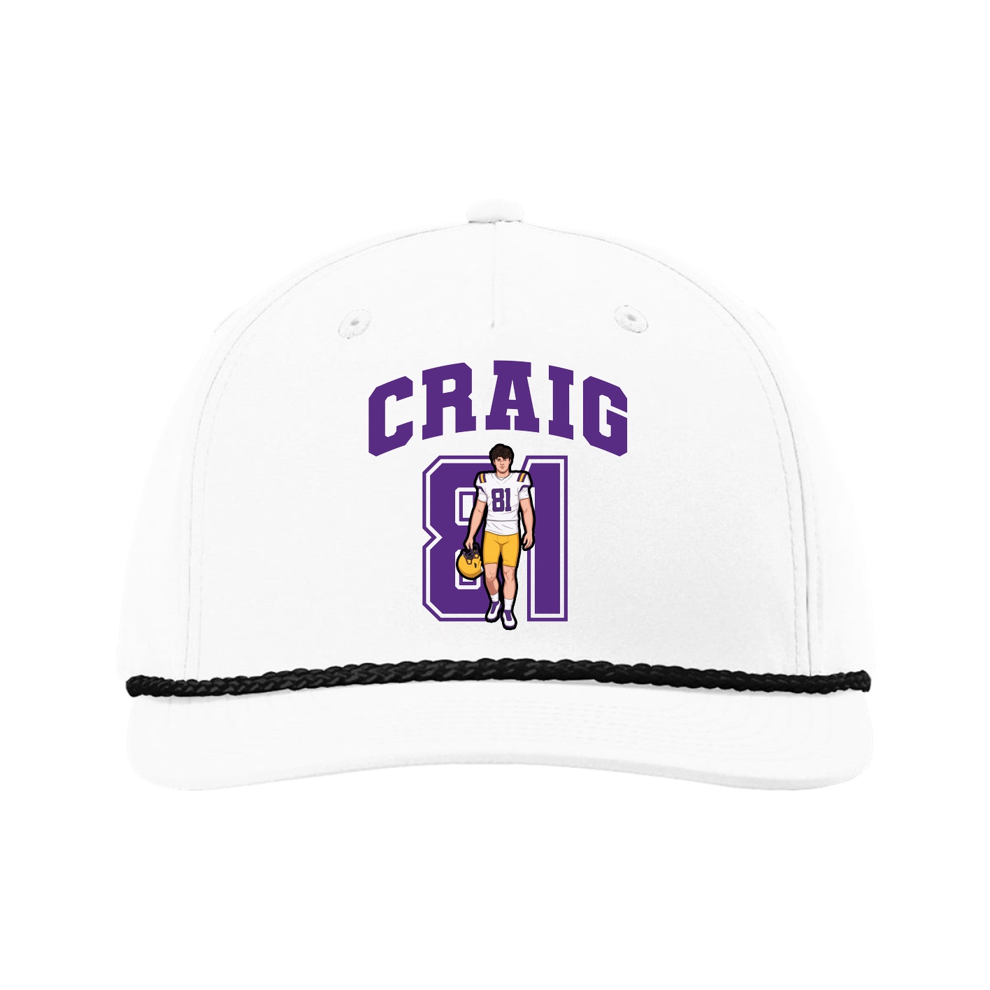 Five-Panel Classic Rope Cap — Number in White