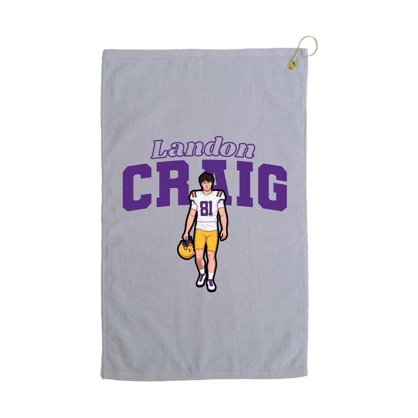 Golf Towel — Name Arch in Grey
