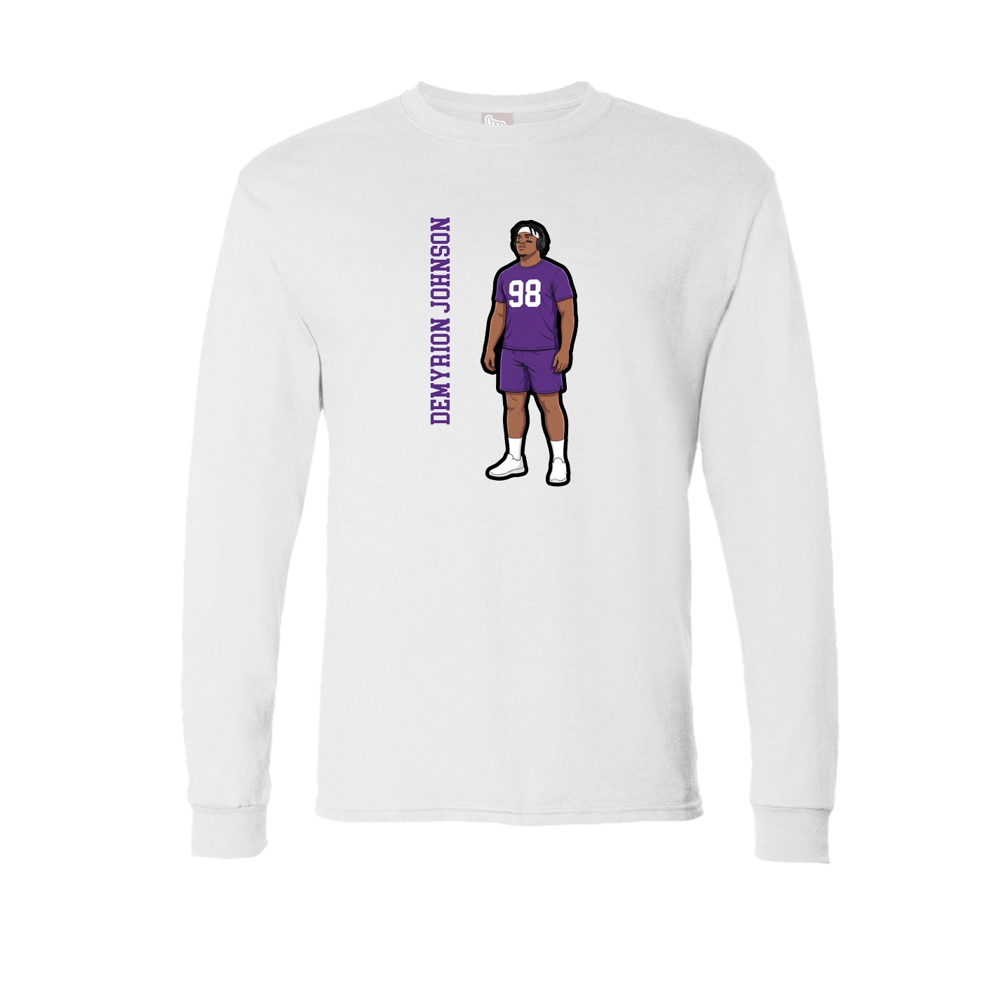Long Sleeve Tee — Name Vertical in White