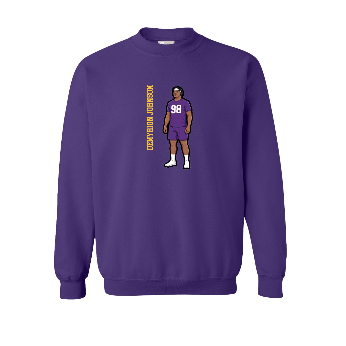 Fleece Crew — Name Vertical in Purple