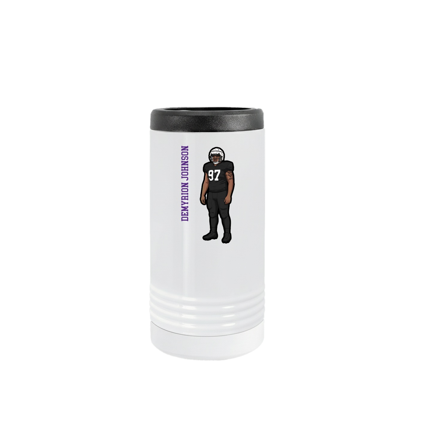 Slim Beverage Holder — Name Vertical in White