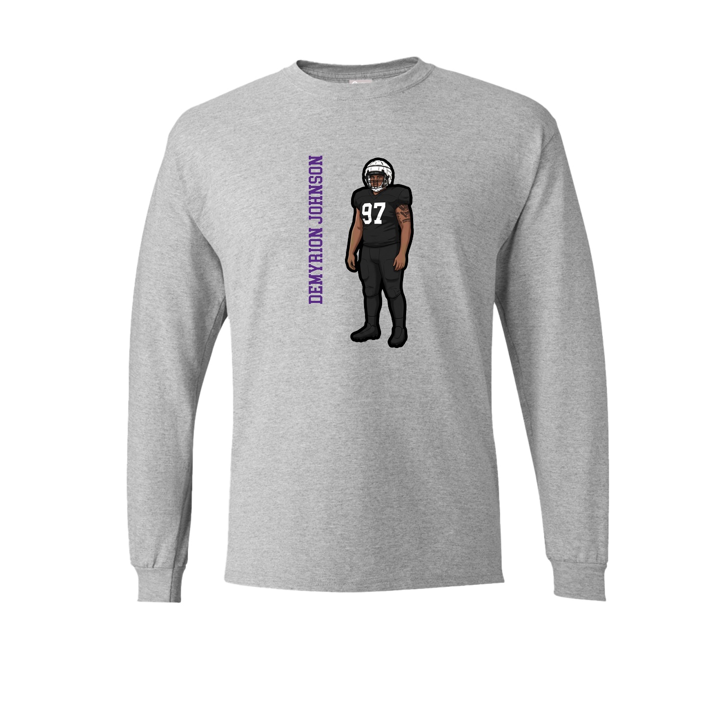 Long Sleeve Tee — Name Vertical in Grey