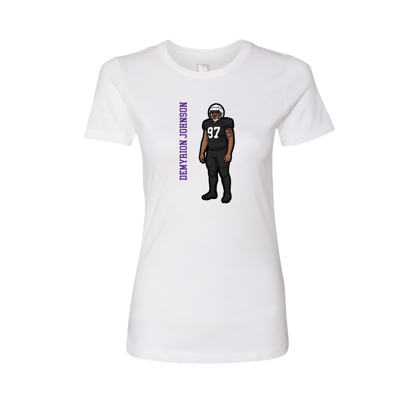 Fitted Women's Tee — Name Vertical in White