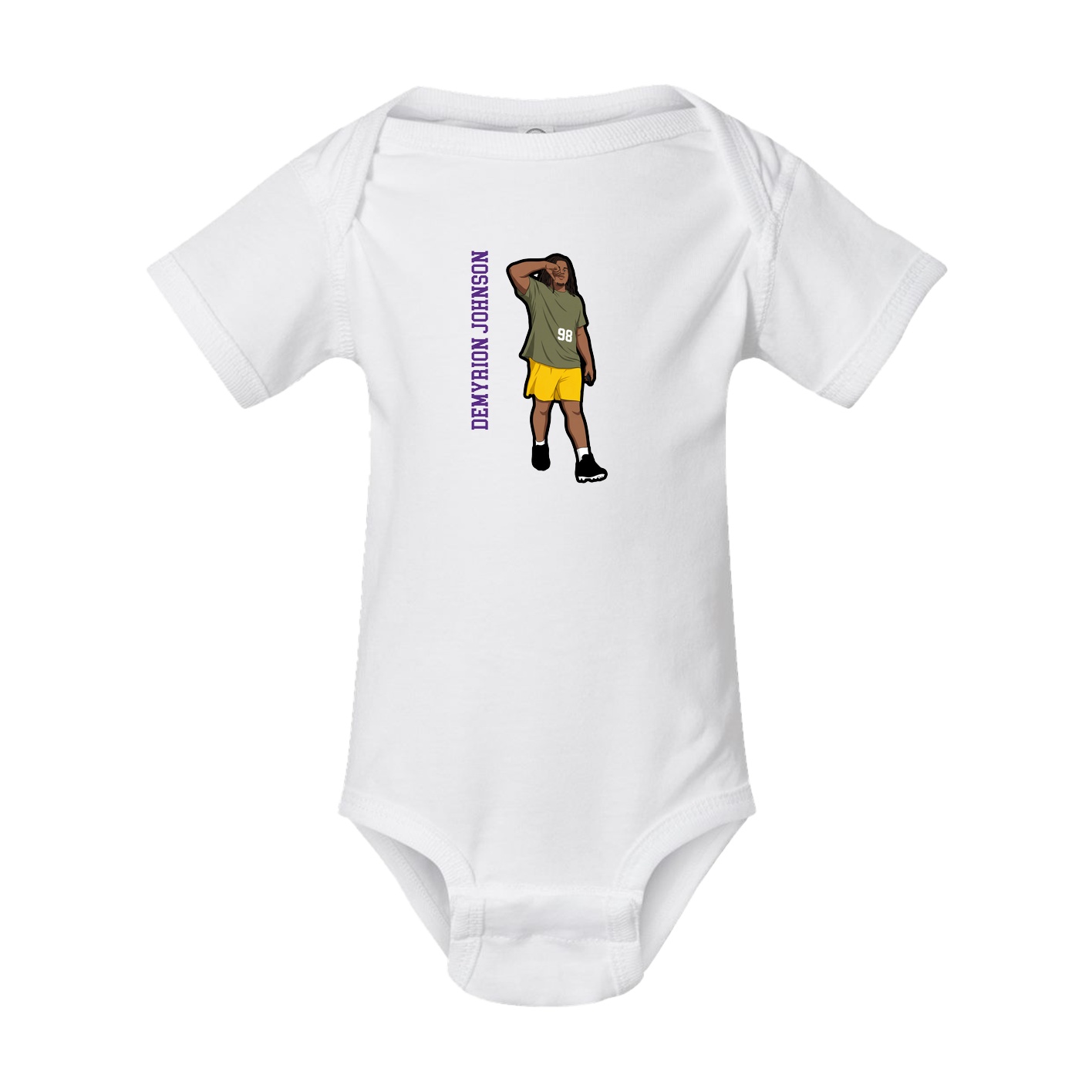 Baby Onesie — Name Vertical in White