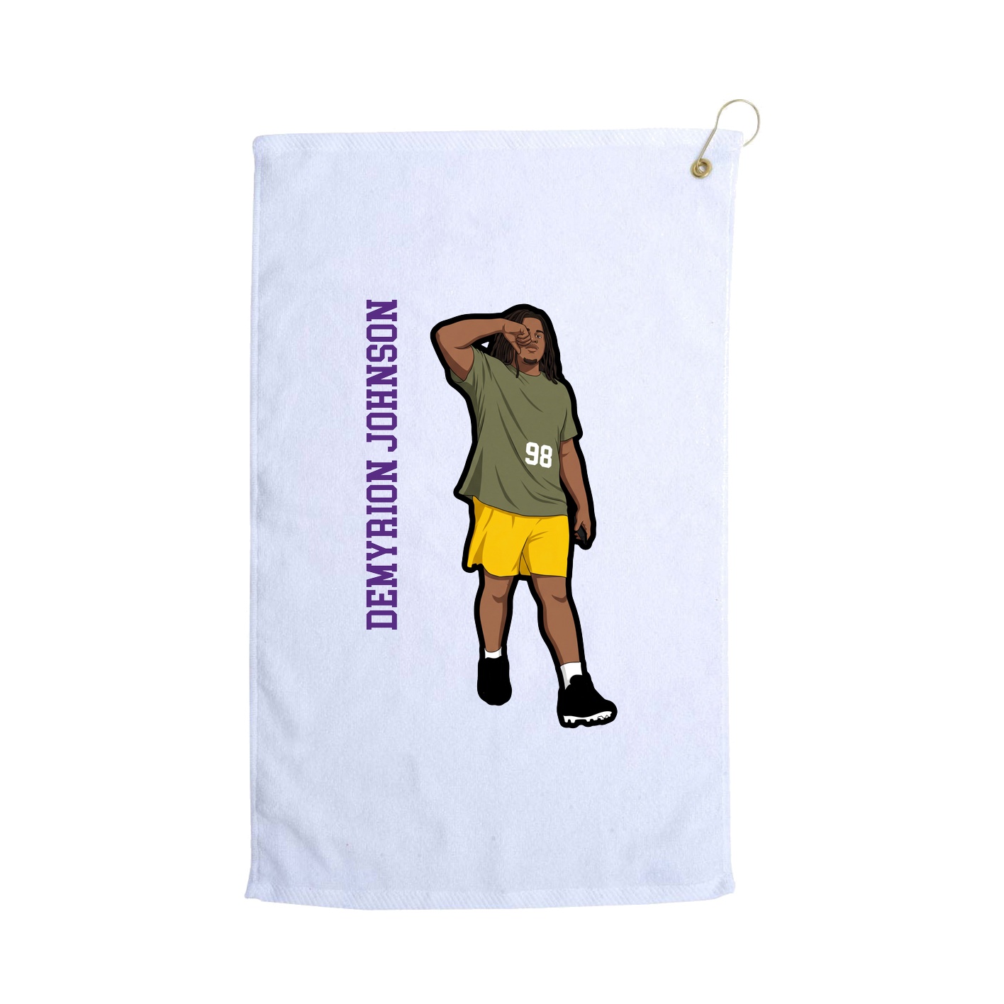 Golf Towel — Name Vertical in White