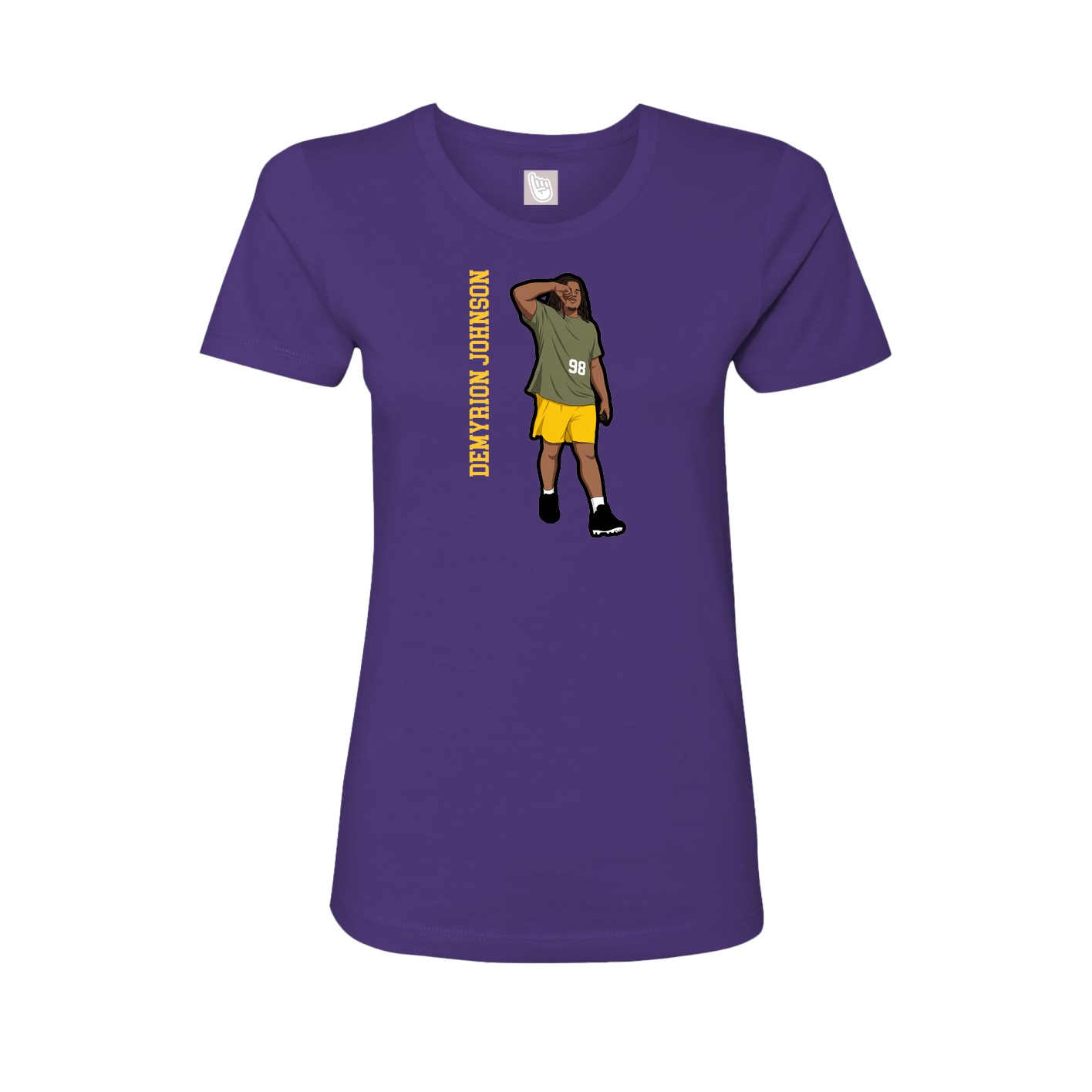 Fitted Women's Tee — Name Vertical in Purple