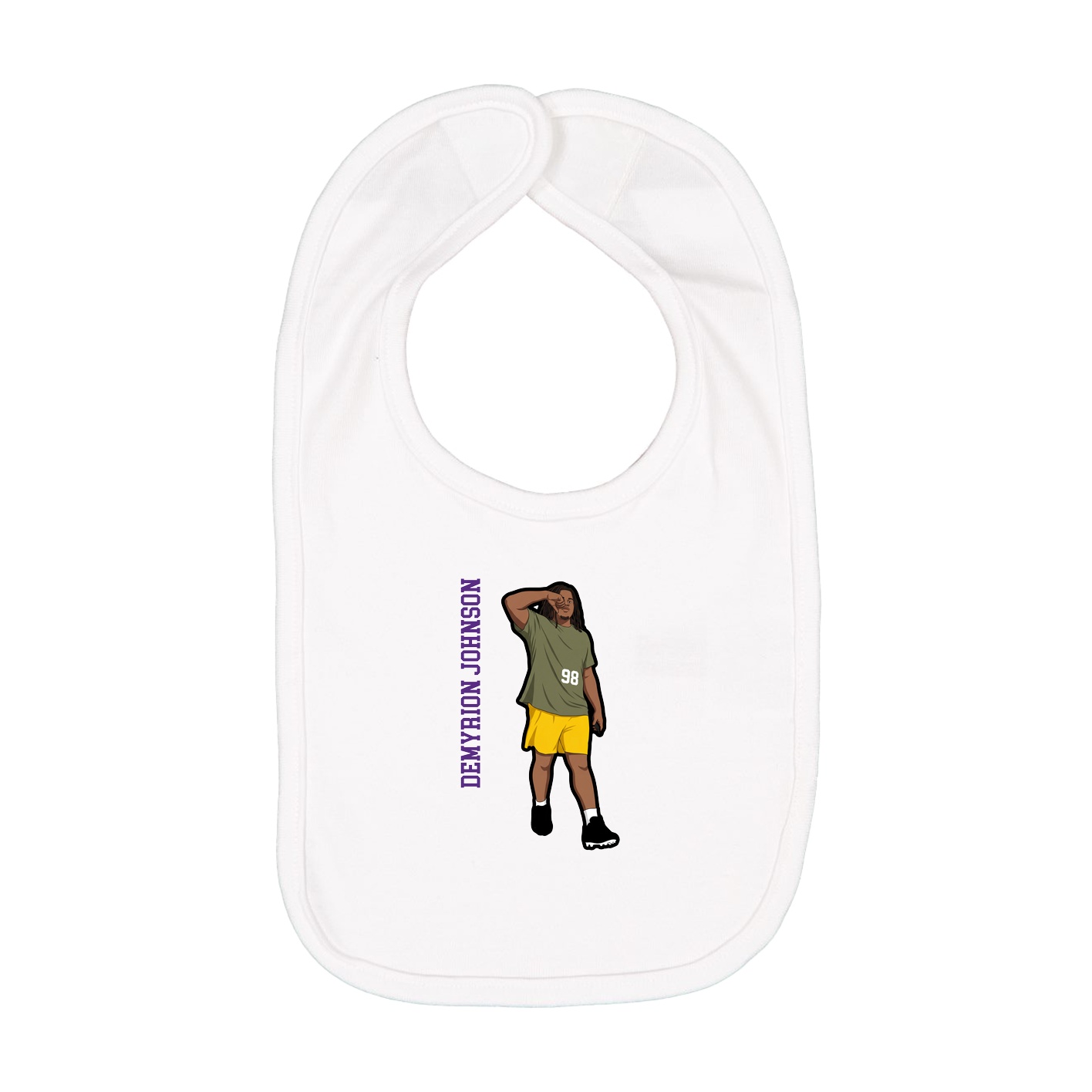 Infant Bib — Name Vertical in White