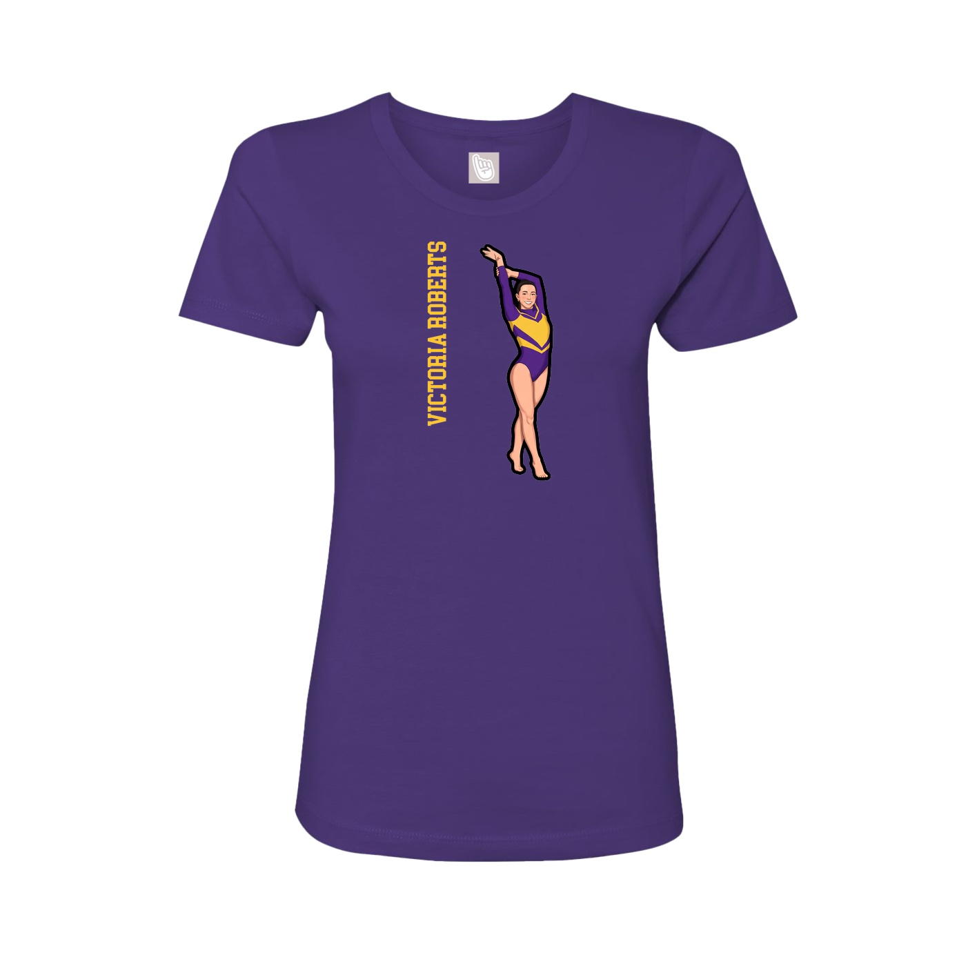 Fitted Women's Tee — Name Vertical in Purple