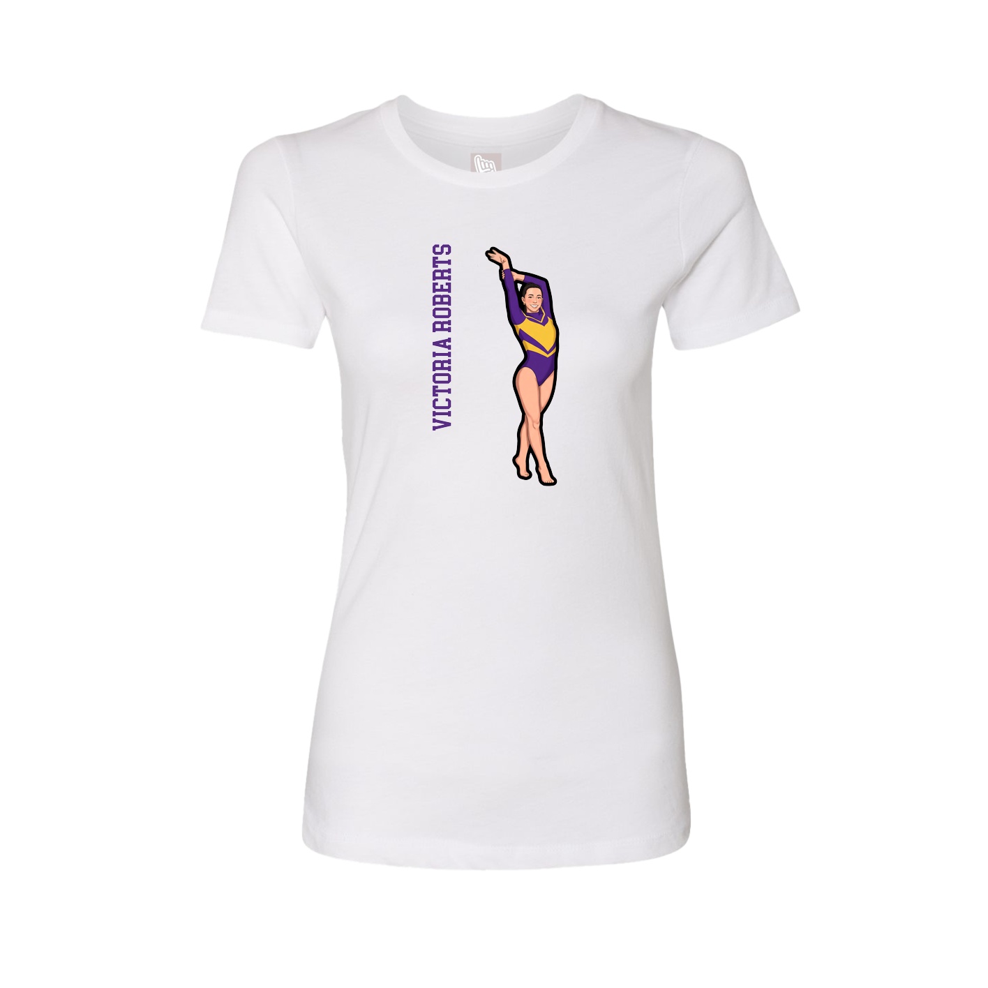 Womens Tee — Name Vertical in White