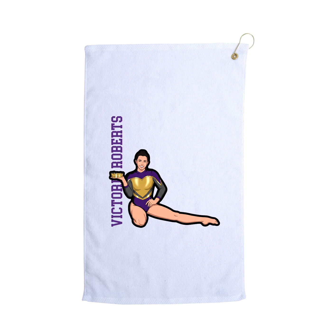 Golf Towel — Name Vertical in White