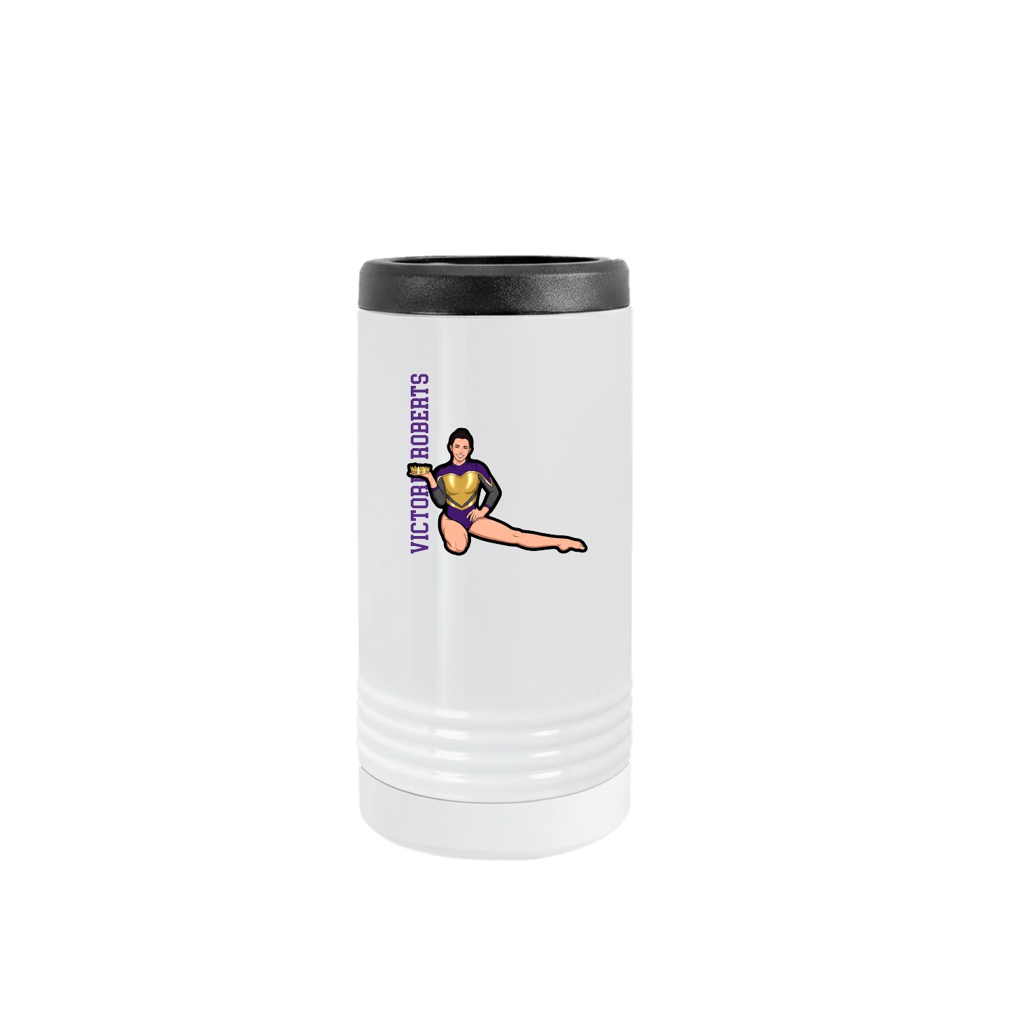 Slim Beverage Holder — Name Vertical in White