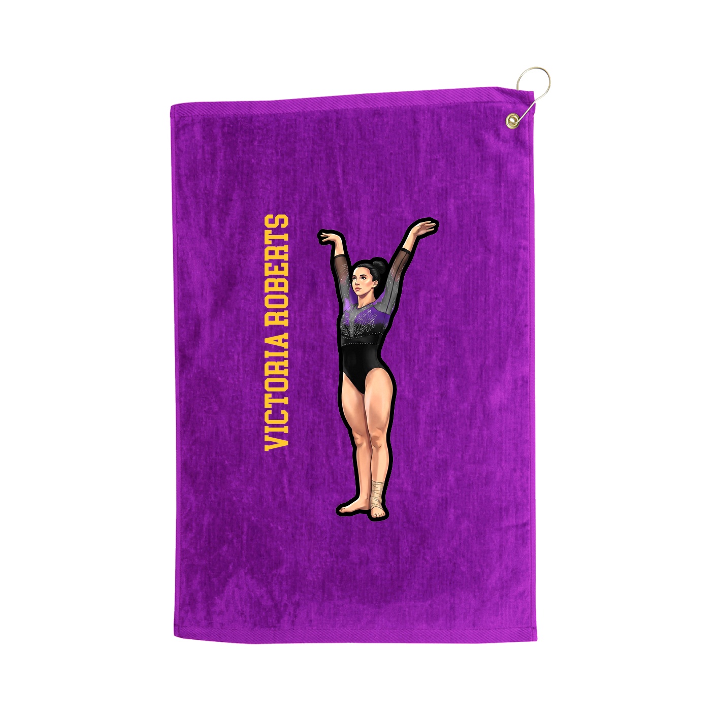 Golf Towel — Name Vertical in Purple