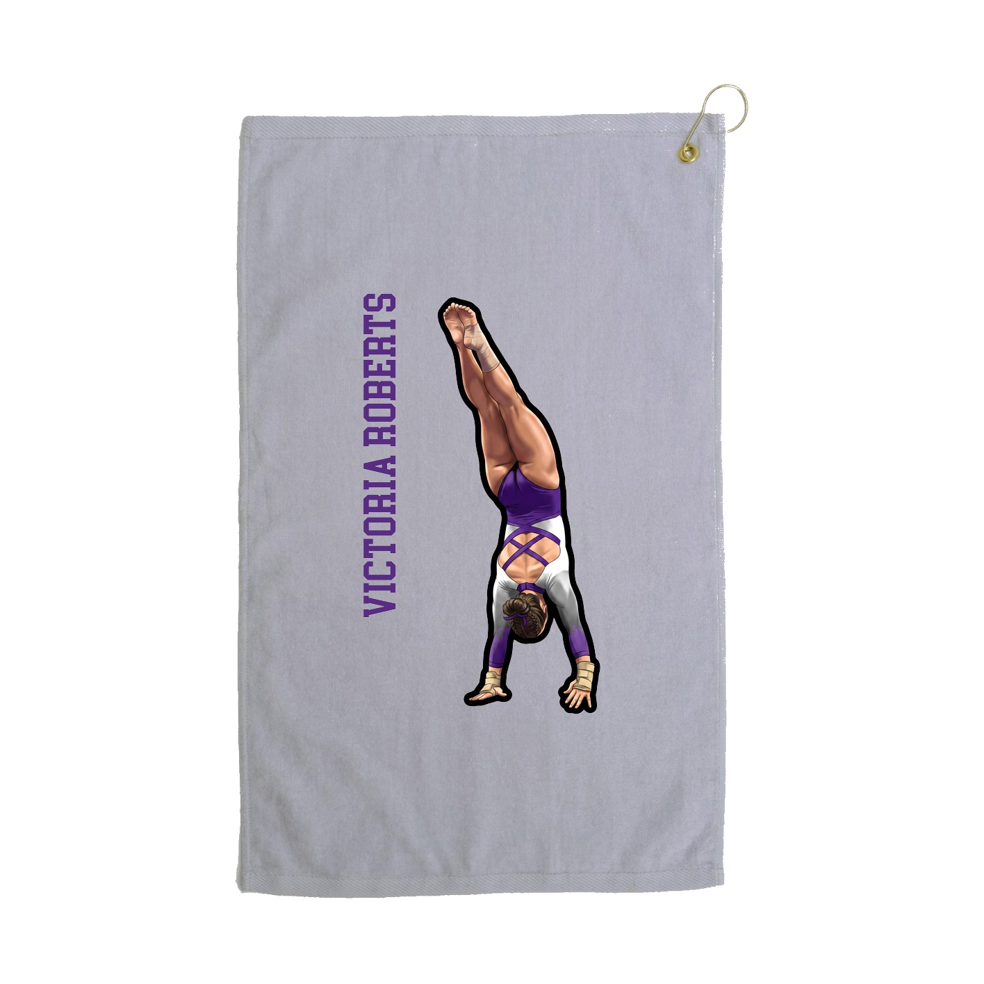 Golf Towel — Name Vertical in Grey