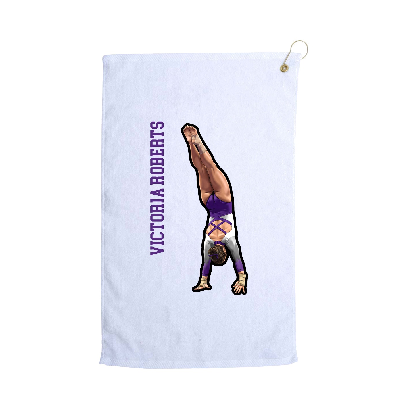 Golf Towel — Name Vertical in White