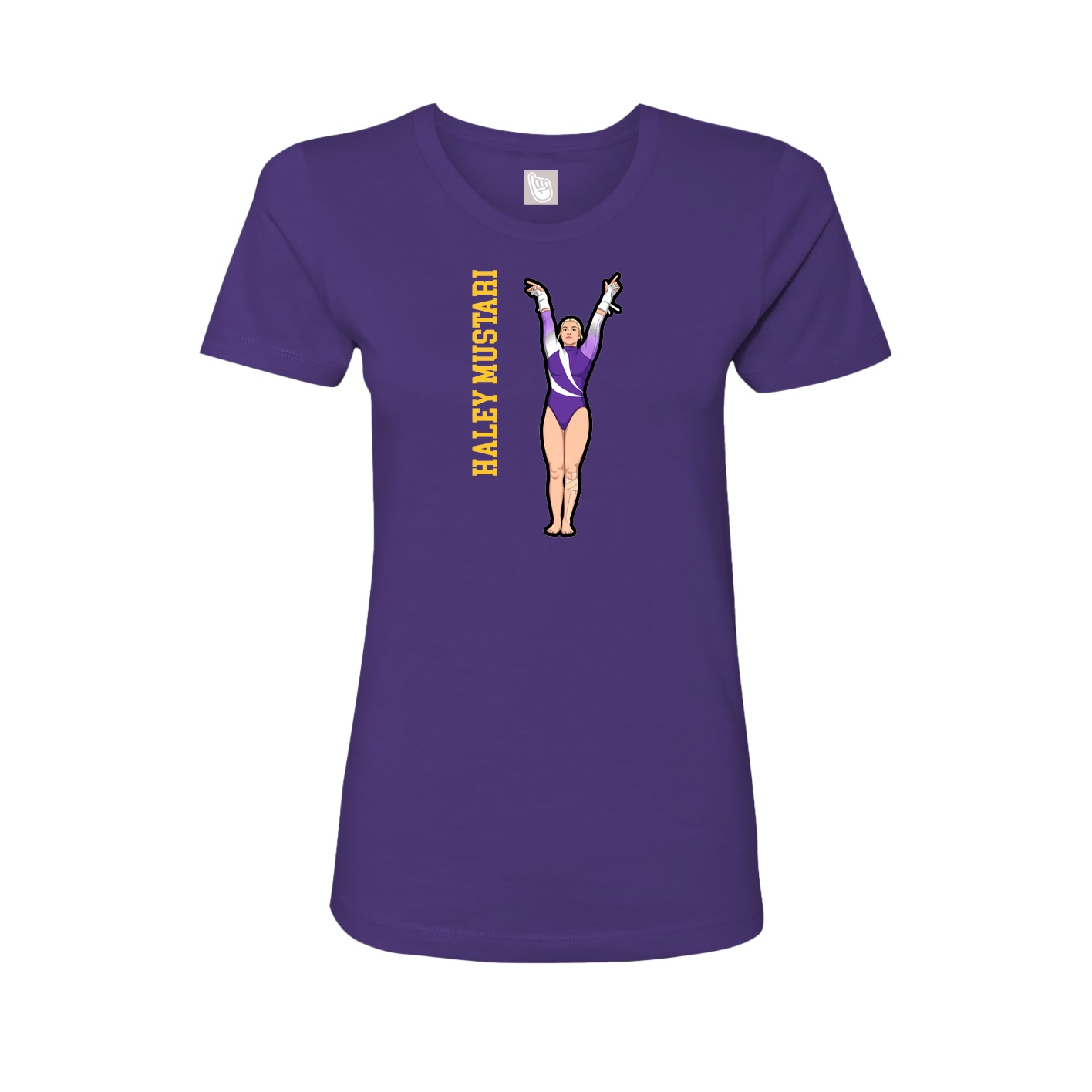 Fitted Women's Tee — Name Vertical in Purple