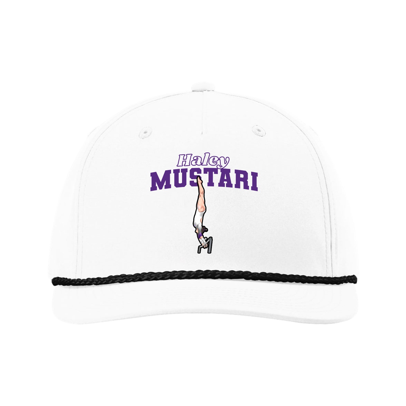 Five-Panel Classic Rope Cap — Name Arch in White