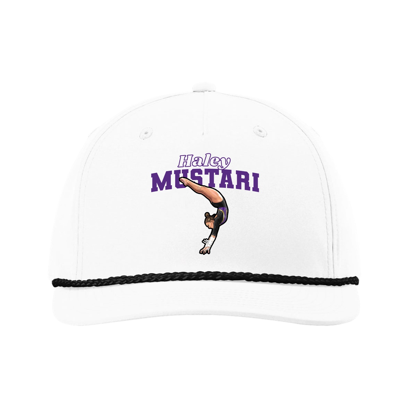 Five-Panel Classic Rope Cap — Name Arch in White