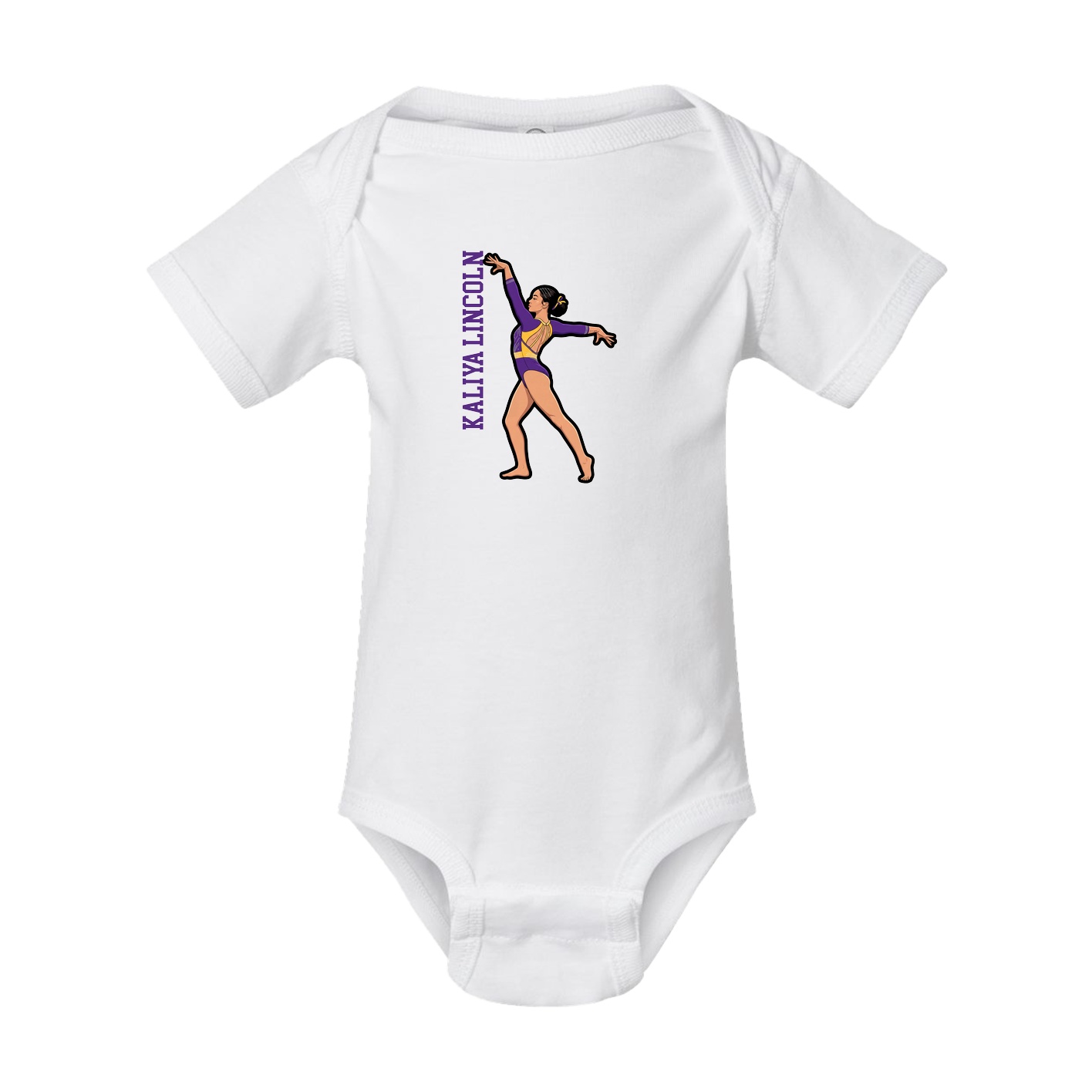 Baby Onesie — Name Vertical in White