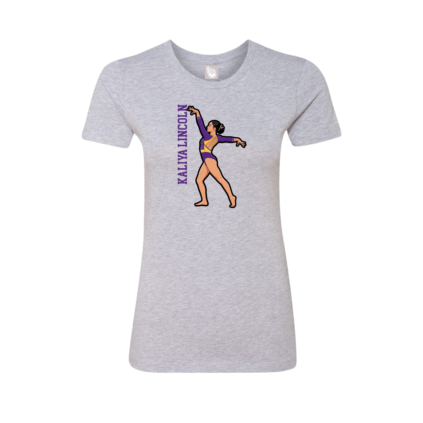 Fitted Women's Tee — Name Vertical in Grey