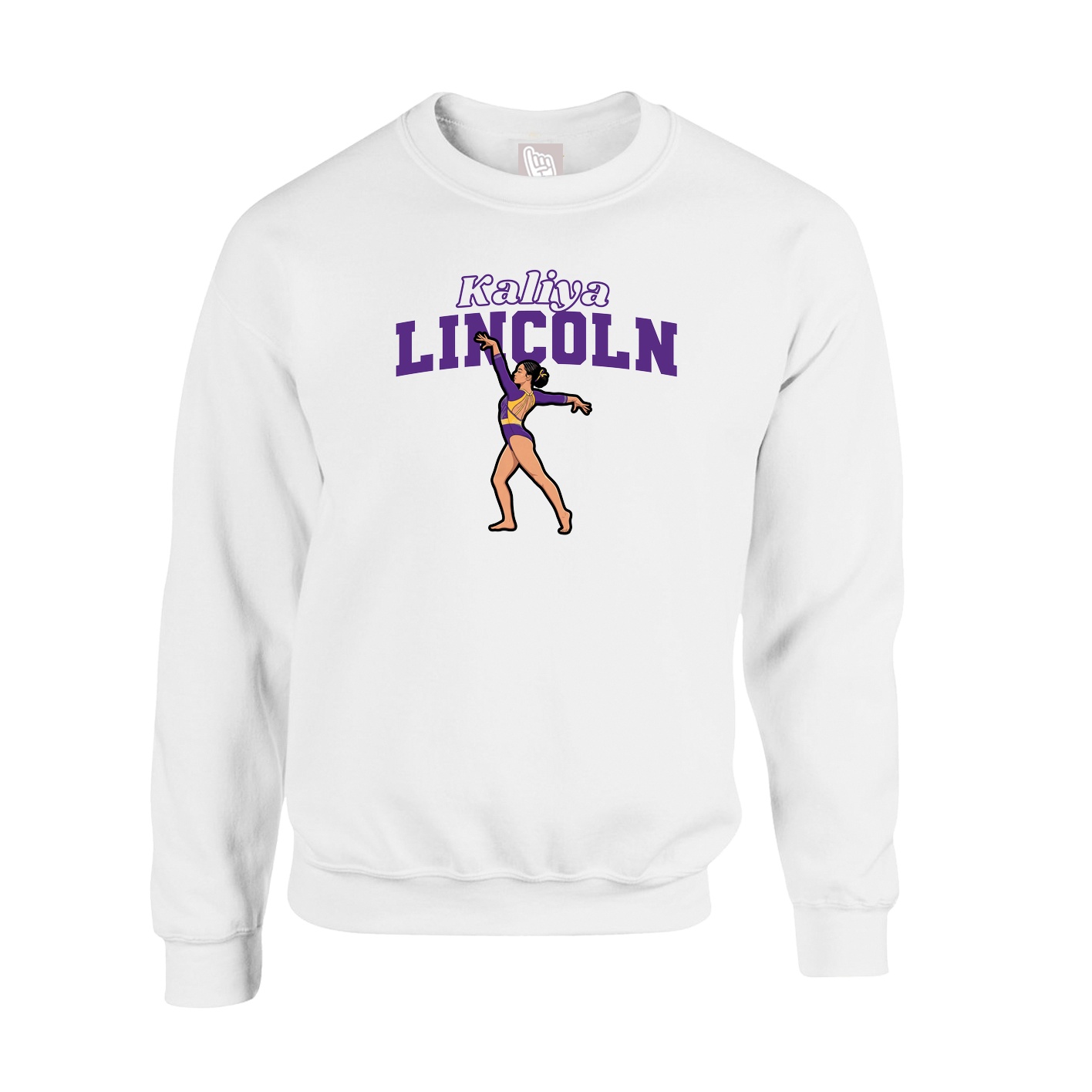 Fleece Crew — Name Arch in White