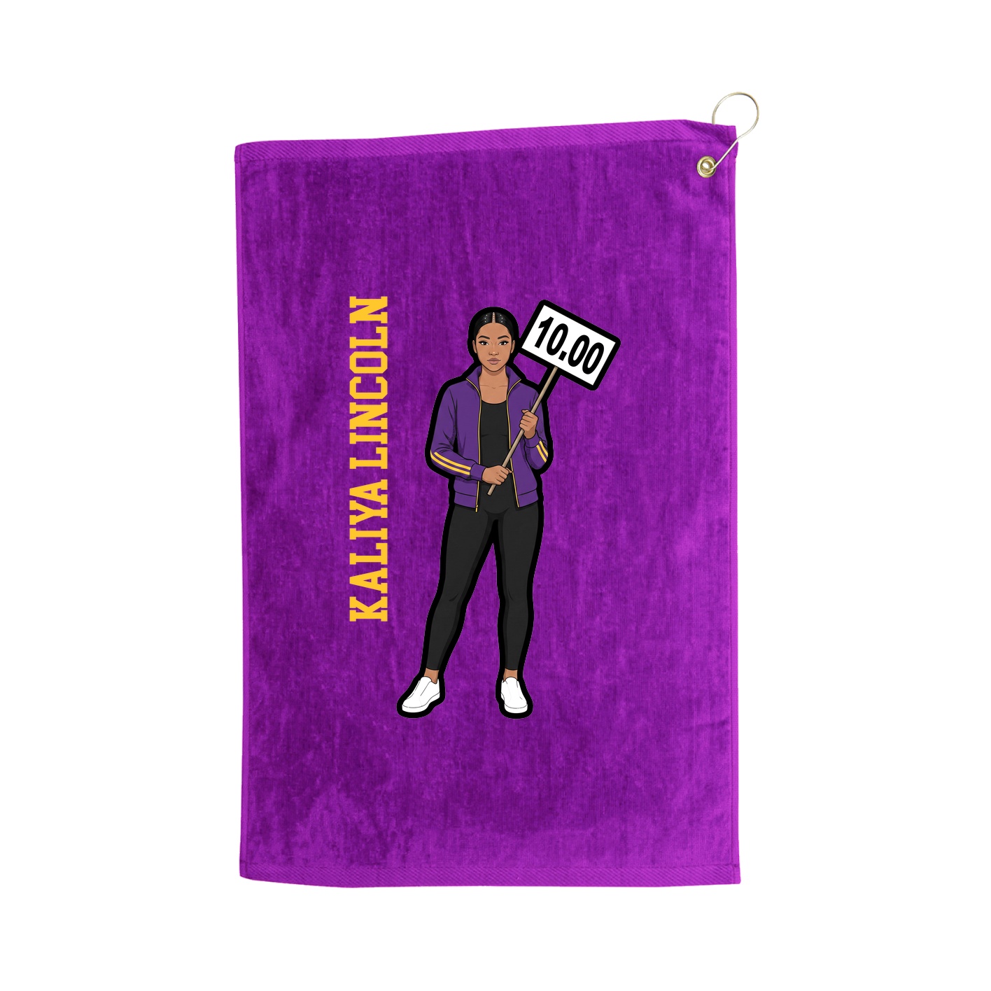 Golf Towel — Name Vertical in Purple