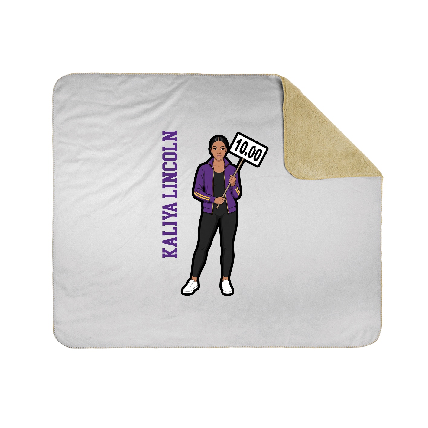 Throw Blanket — Name Vertical in White