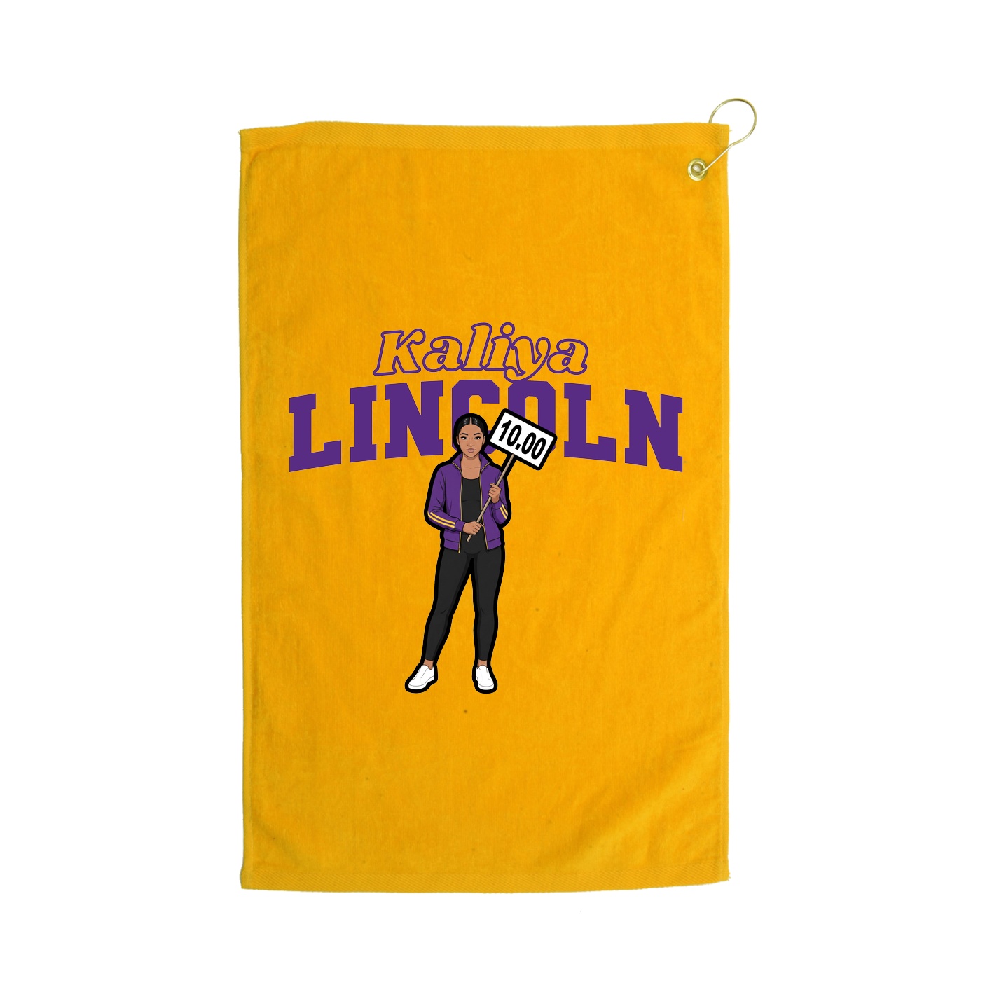 Golf Towel — Name Arch in Gold