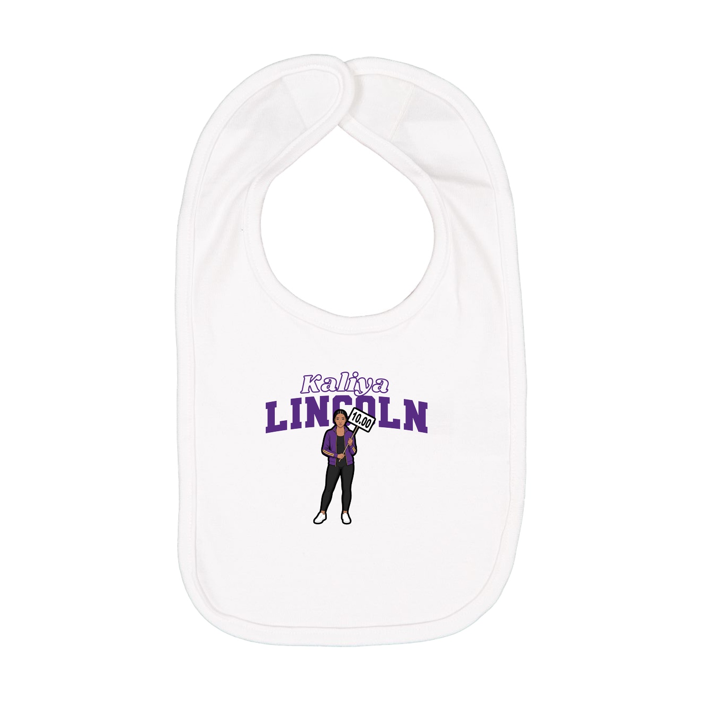 Infant Bib — Name Arch in White