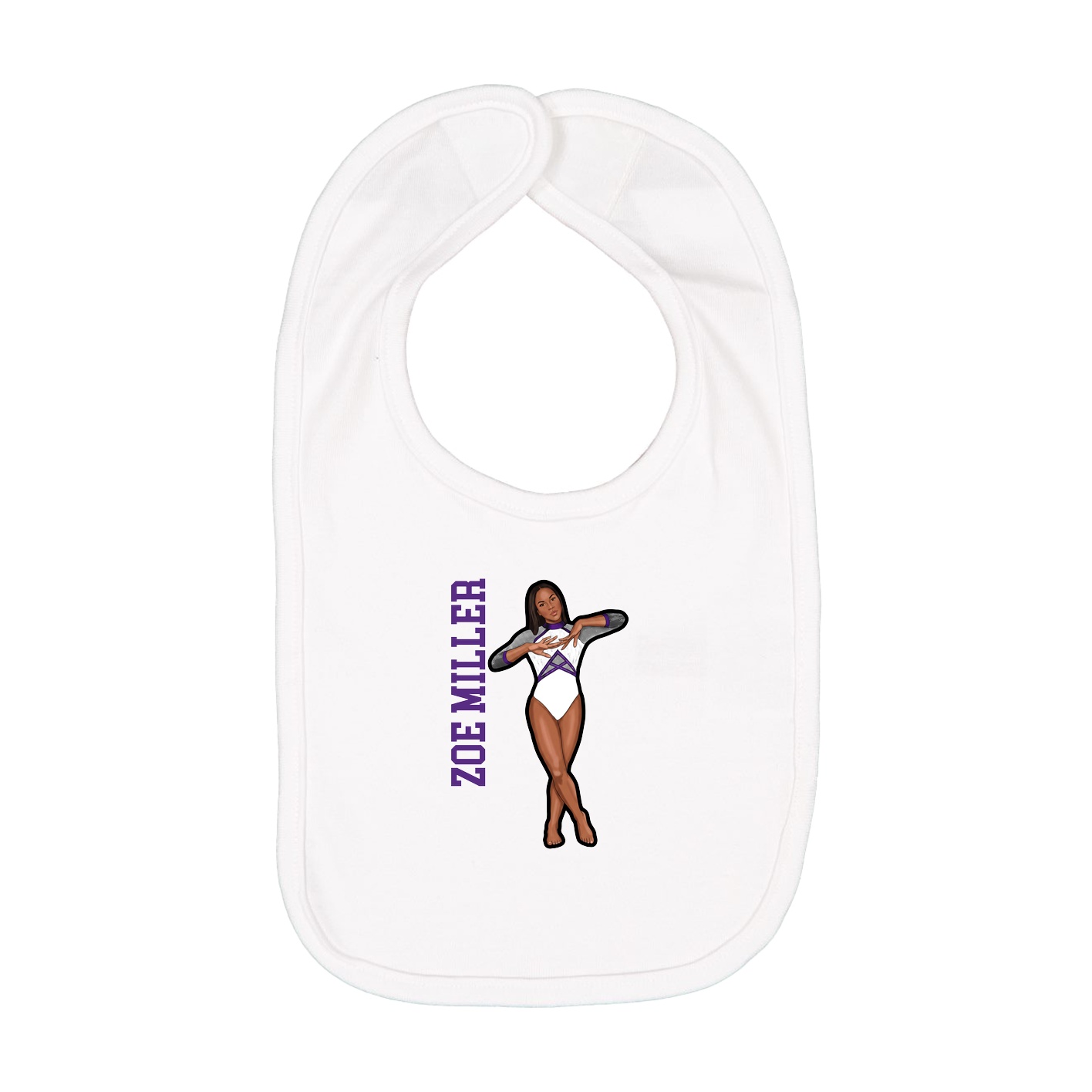 Infant Bib — Name Vertical in White