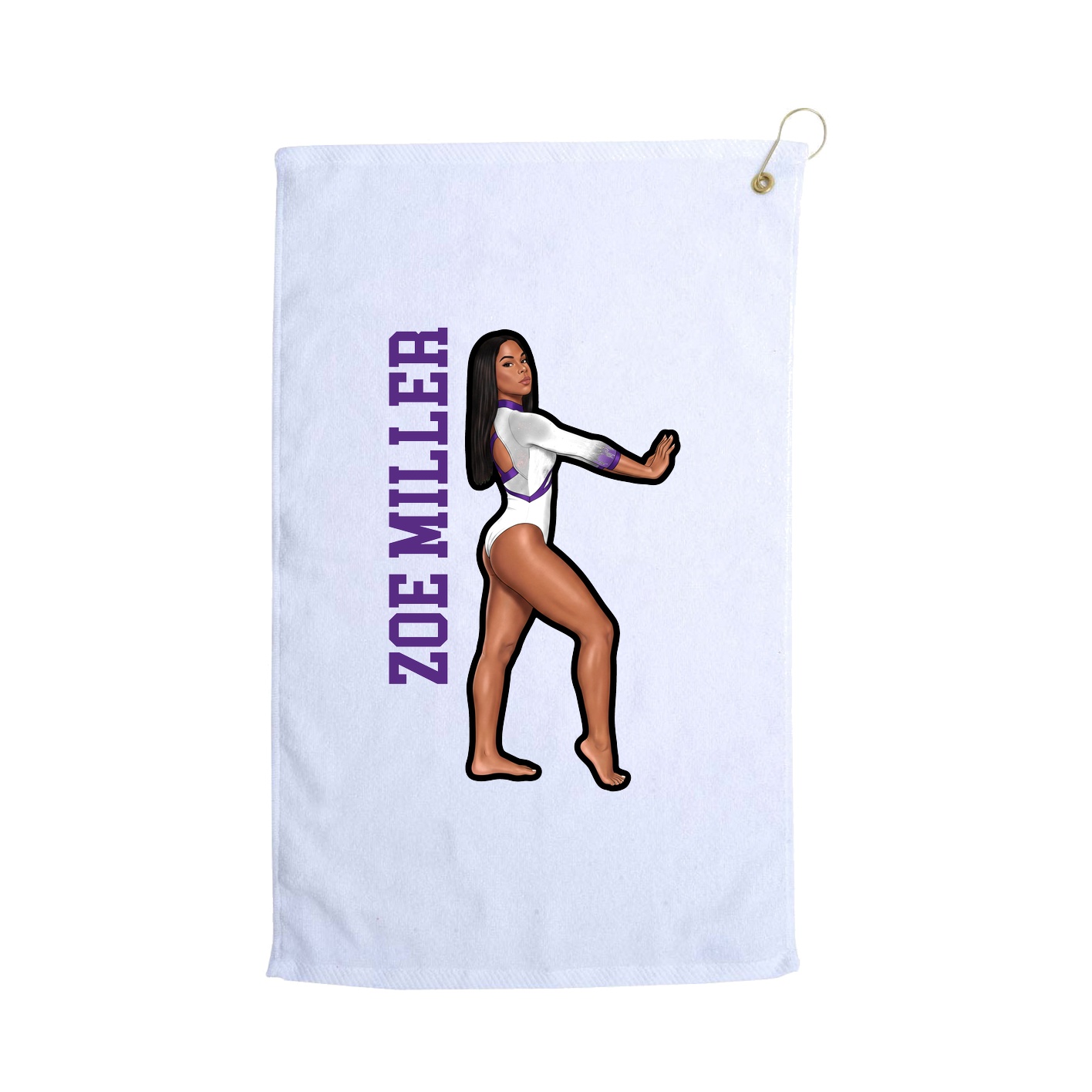 Golf Towel — Name Vertical in White