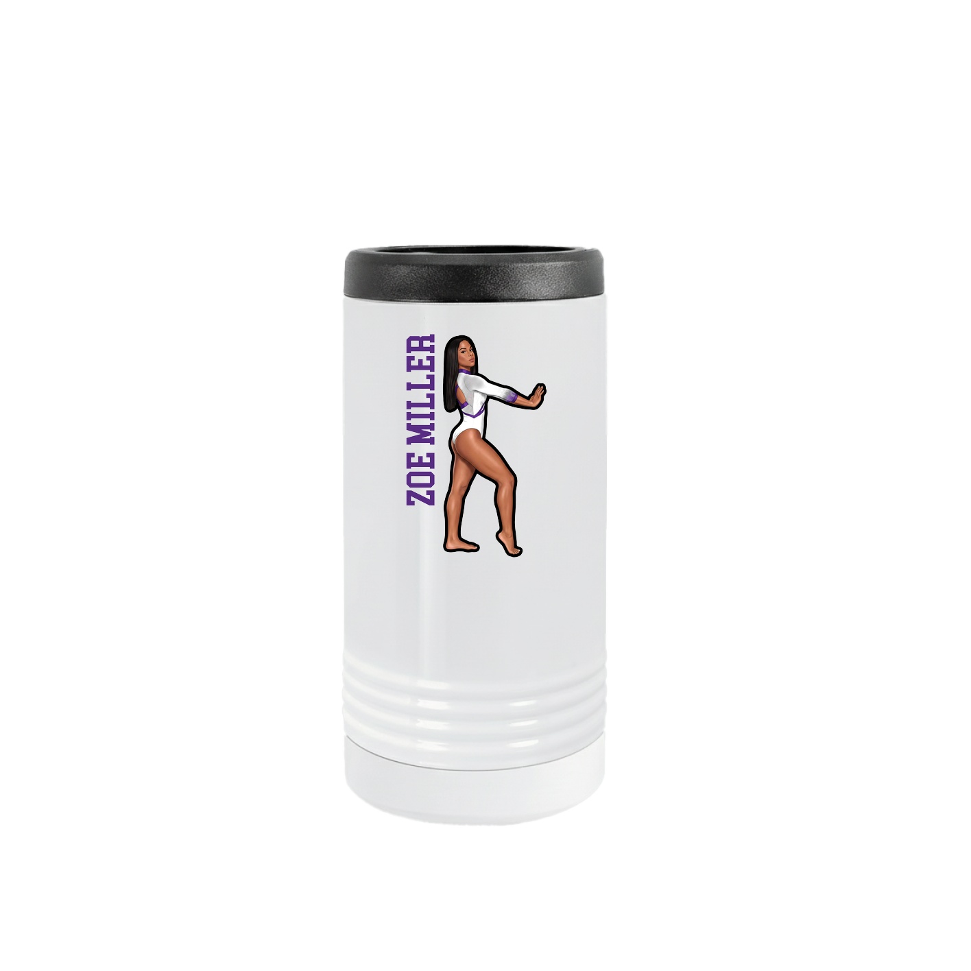 Slim Beverage Holder — Name Vertical in White