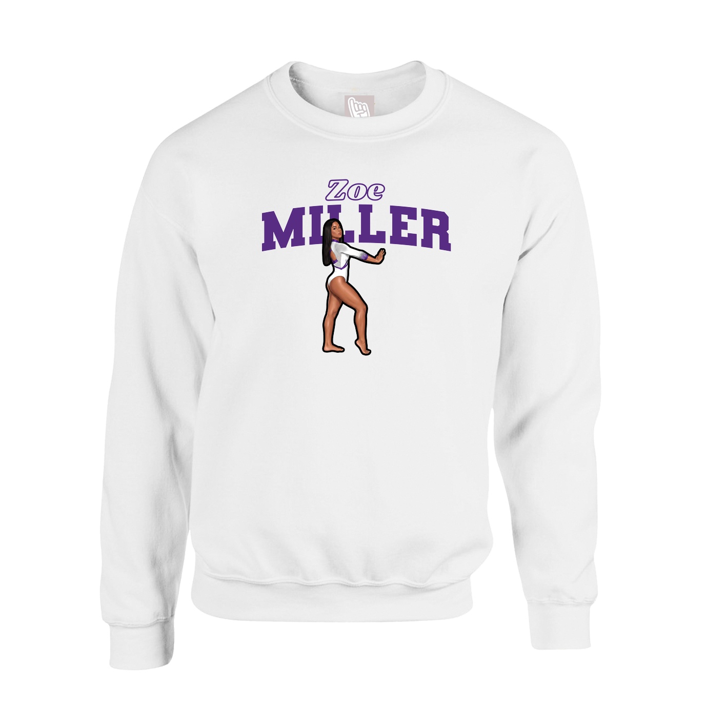 Fleece Crew — Name Arch in White