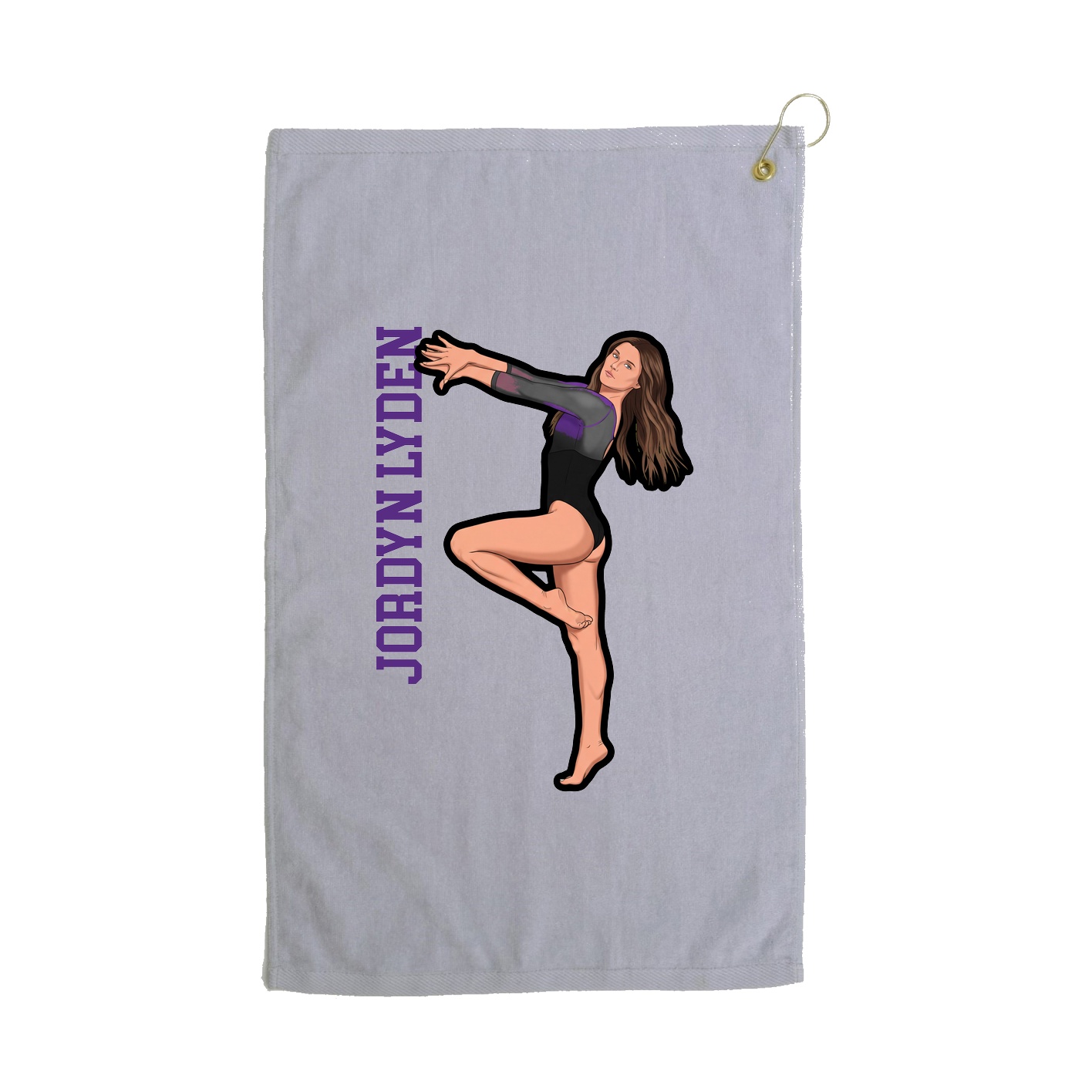 Golf Towel — Name Vertical in Grey