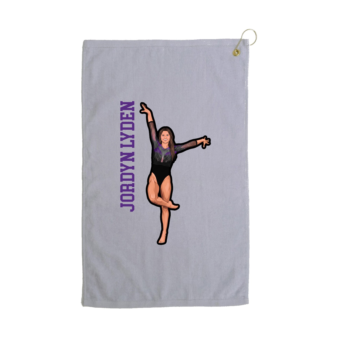 Golf Towel — Name Vertical in Grey