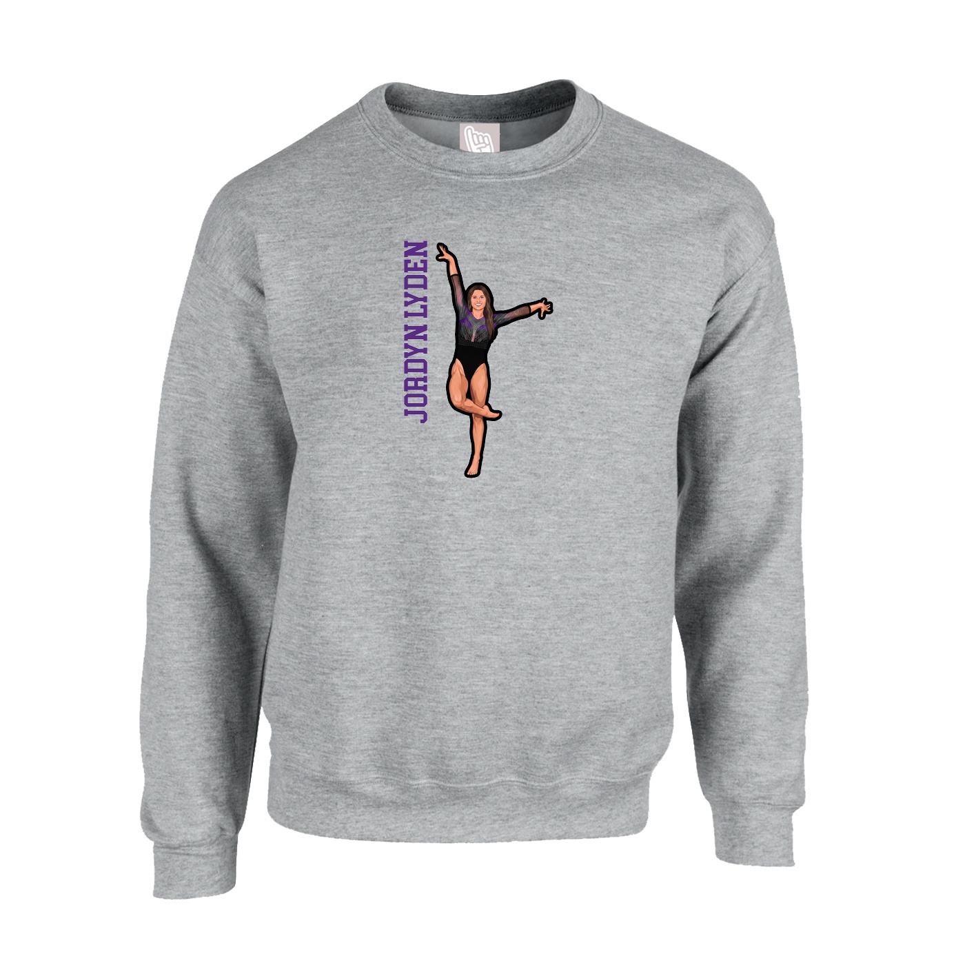 Fleece Crew — Name Vertical in Grey