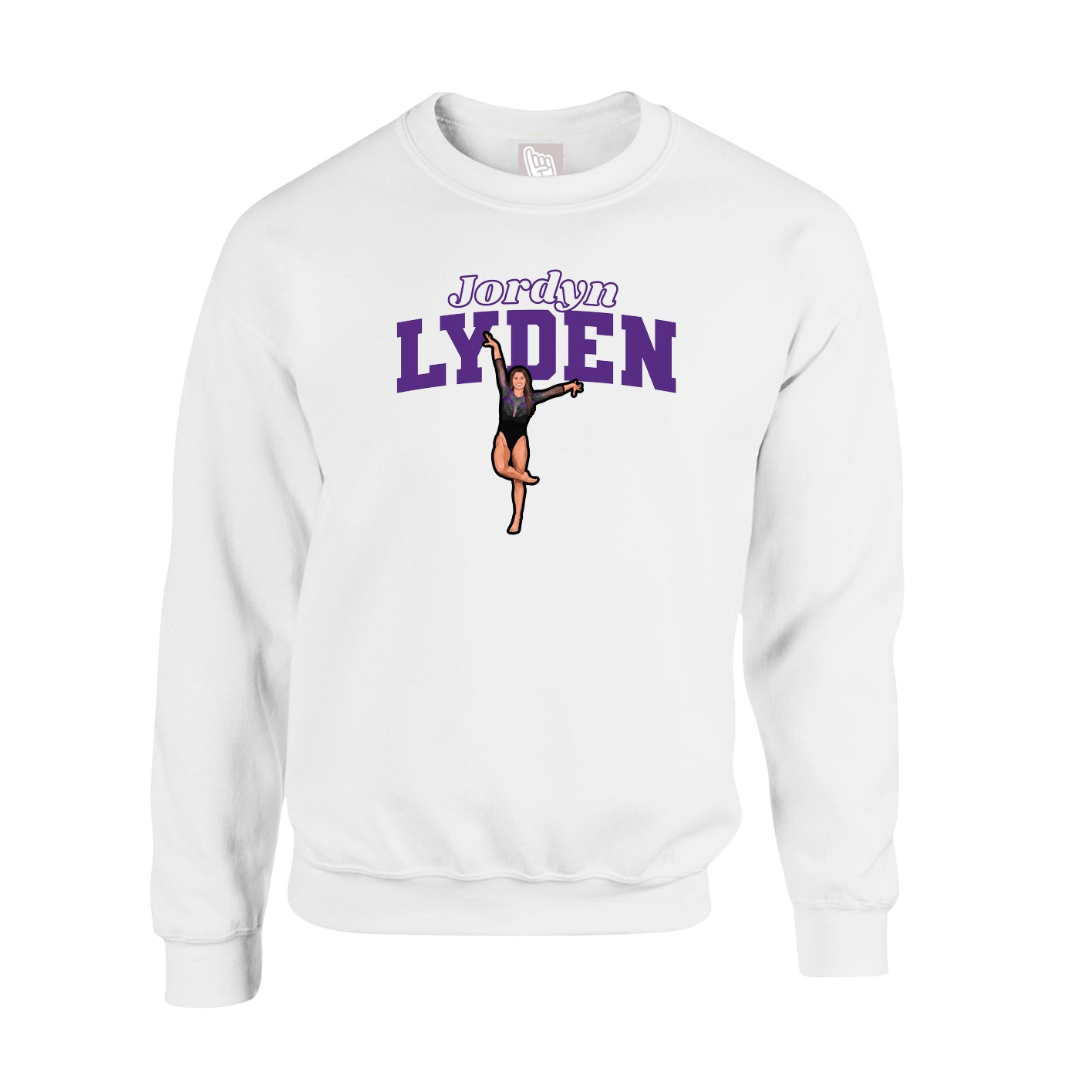 Fleece Crew — Name Arch in White