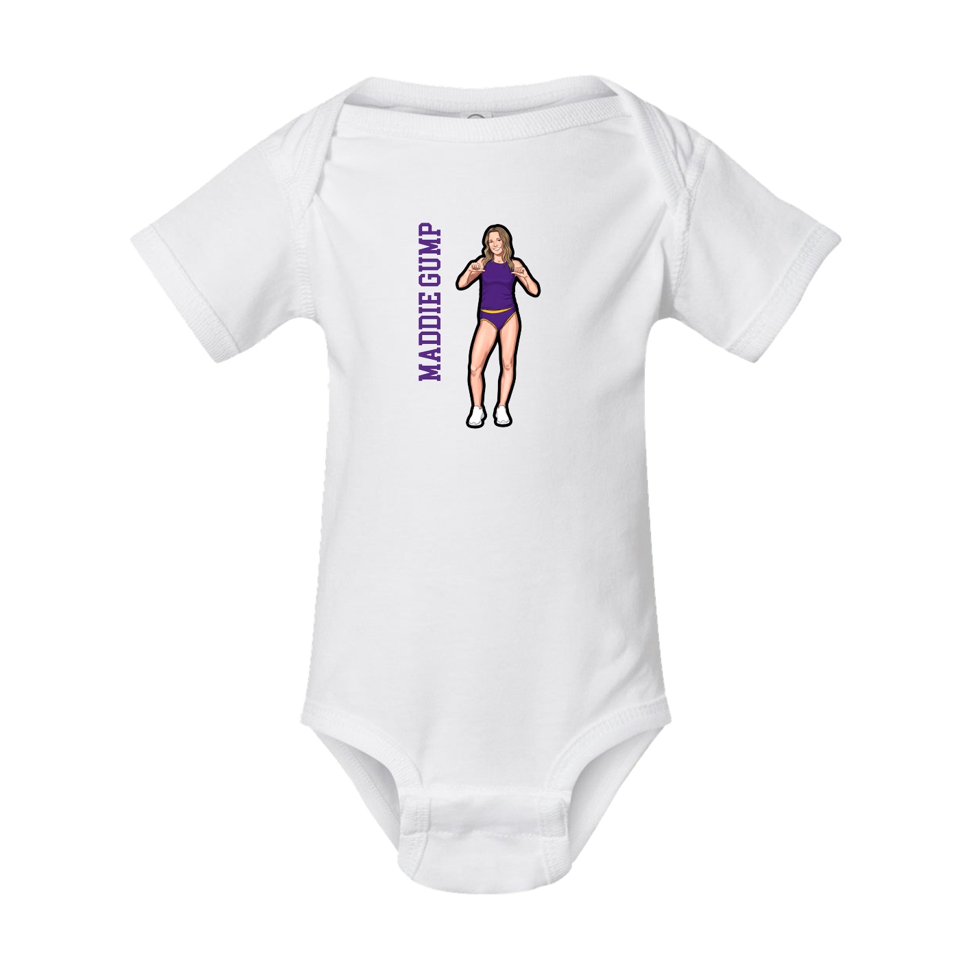 Baby Onesie — Name Vertical in White
