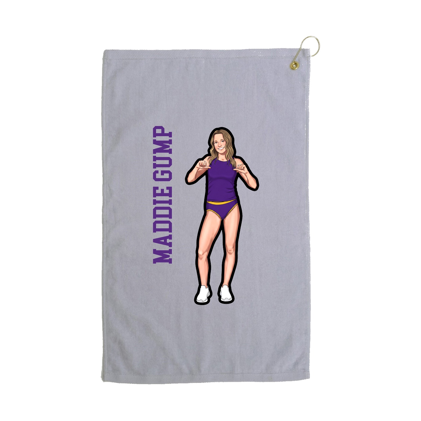 Golf Towel — Name Vertical in Grey