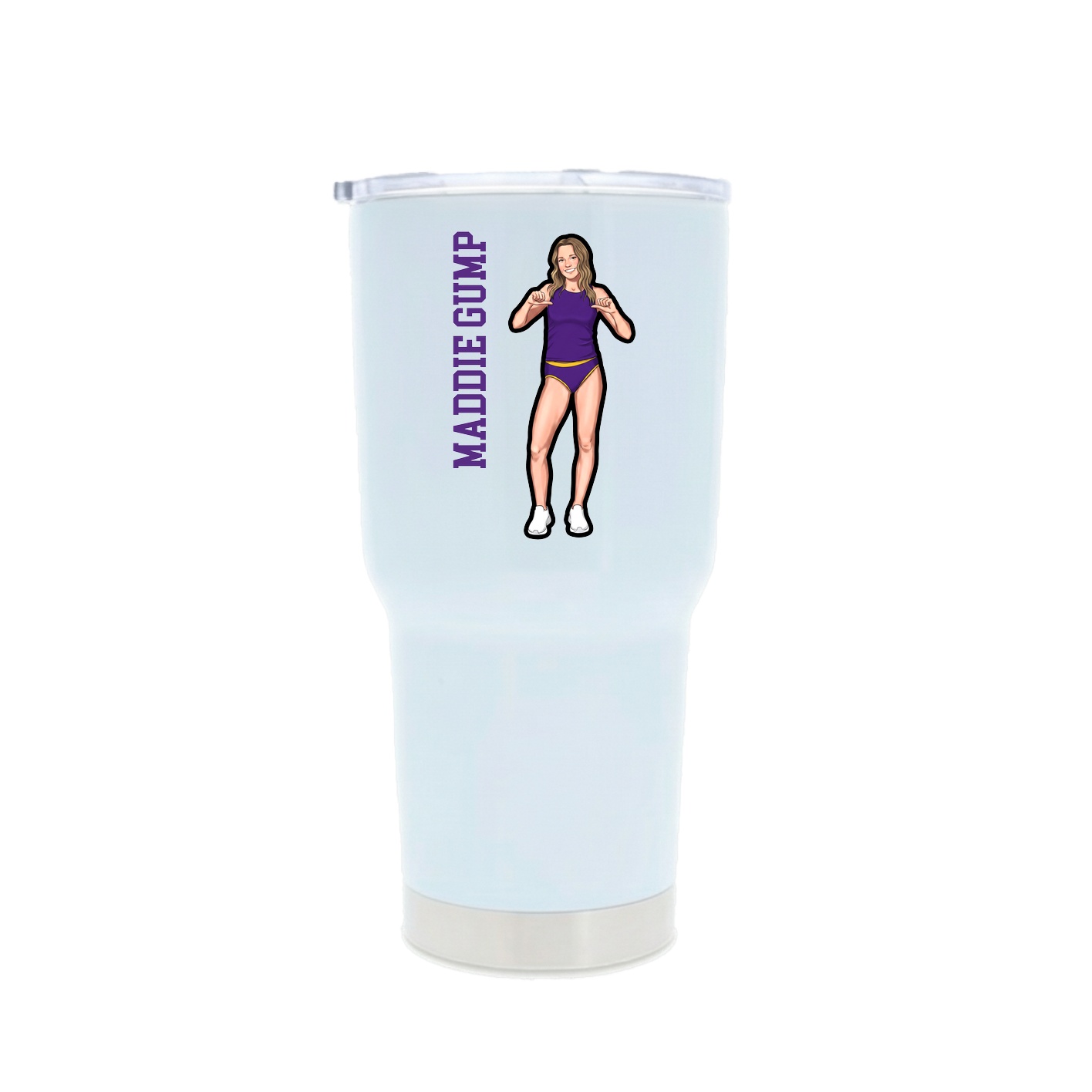 30oz Stainless Steel Tumbler — Name Vertical in White