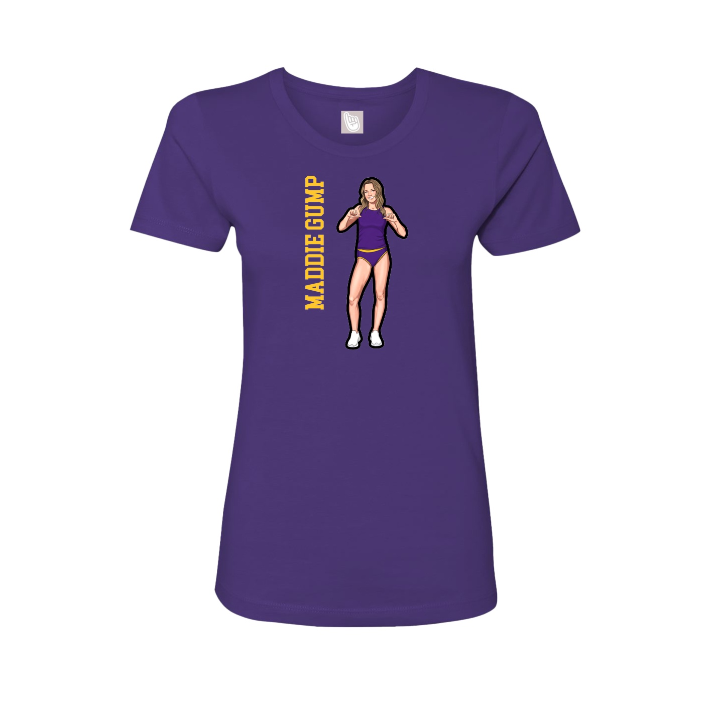 Fitted Women's Tee — Name Vertical in Purple