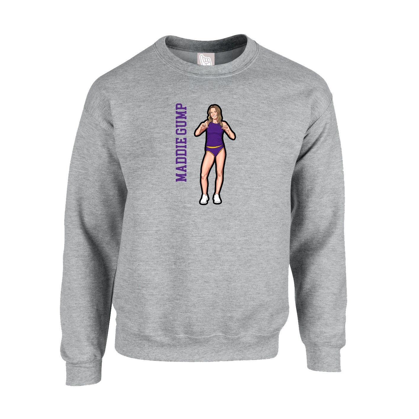 Fleece Crew — Name Vertical in Grey