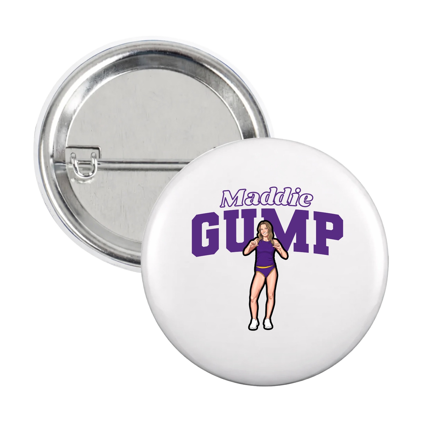 Game Day Button — Name Arch in White