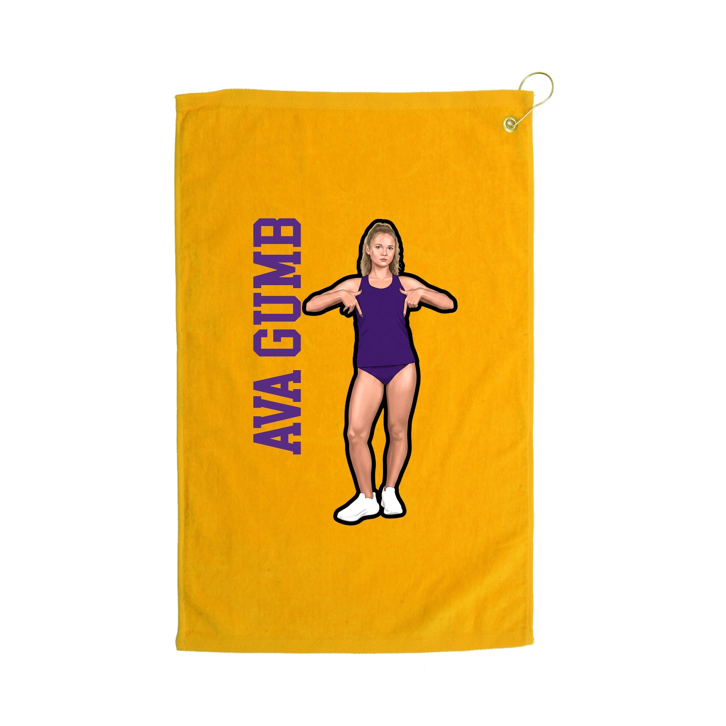Golf Towel — Name Vertical in Gold