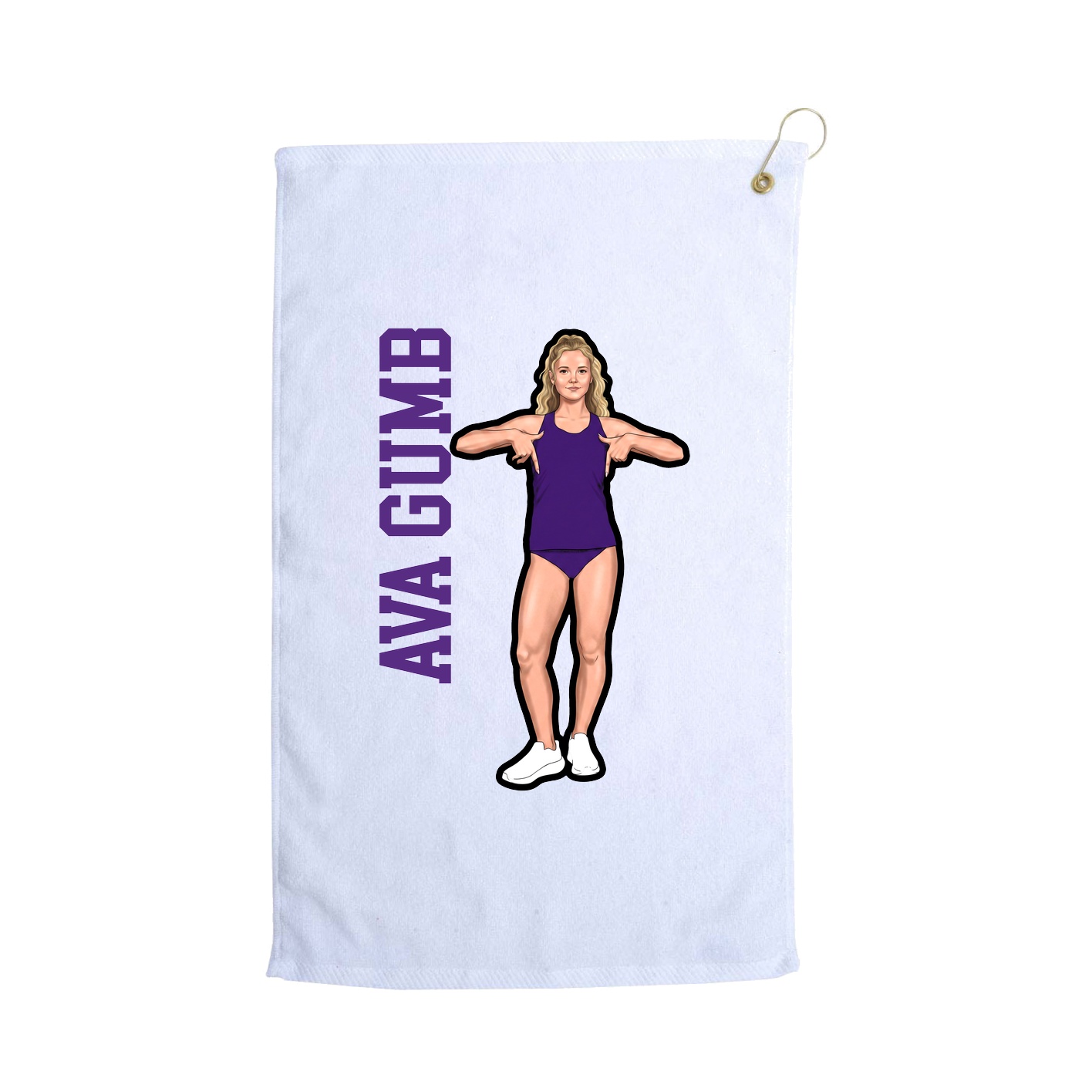 Golf Towel — Name Vertical in White