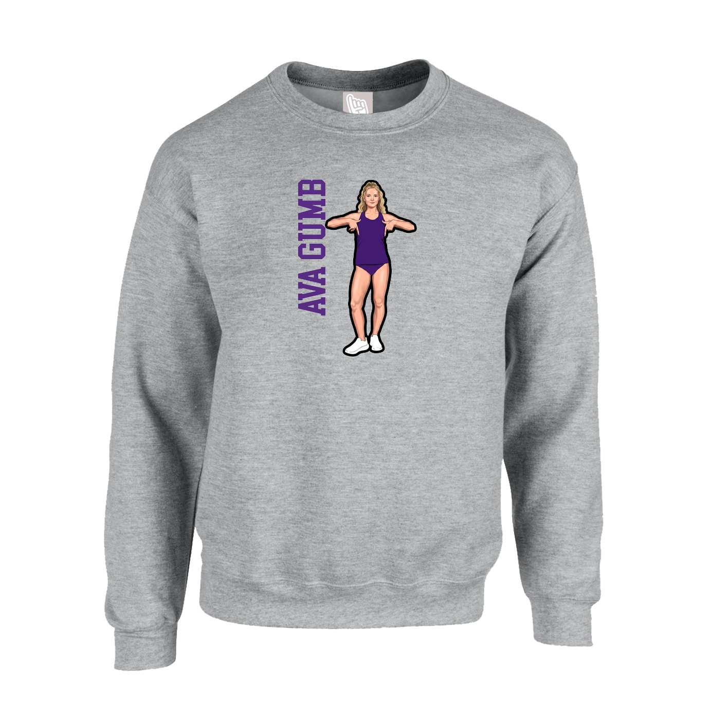 Fleece Crew — Name Vertical in Grey